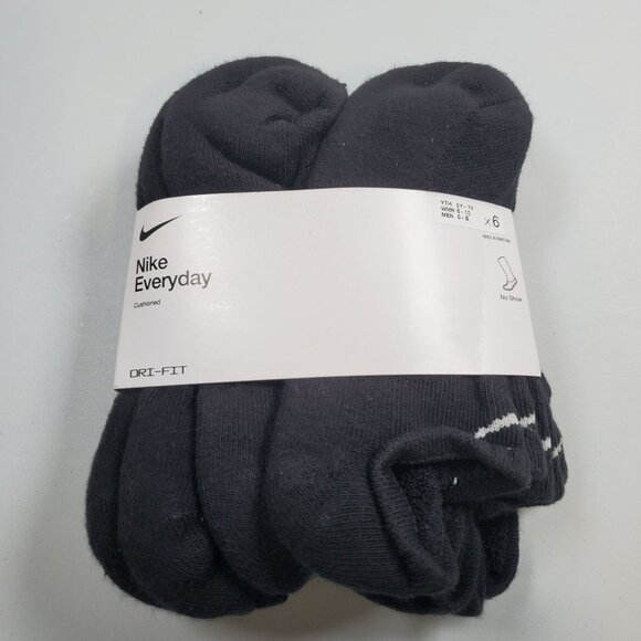 Nike Everyday Cushioned Dri Fit NO SHOW Socks 6 Pairs Women Size Medium NWT - Picture 1 of 7
